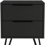 Black Wood Two Drawer Nightstand - 22-inch
