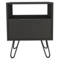 Black Wood One Drawer Nightstand - 22-inch