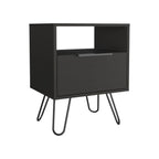 Black Wood One Drawer Nightstand - 22-inch