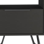 Black Wood One Drawer Nightstand - 22-inch
