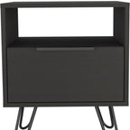 Black Wood One Drawer Nightstand - 22-inch