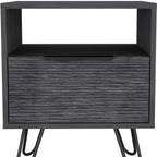 Gray Faux Wood Nightstand with Storage - 22-inch