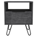 Gray Faux Wood Nightstand with Storage - 22-inch