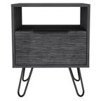 Gray Faux Wood Nightstand with Storage - 22-inch