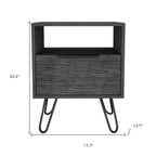 Gray Faux Wood Nightstand with Storage - 22-inch