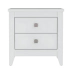 White Wood Two Drawer Nightstand - 24-inch