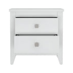 White Wood Two Drawer Nightstand - 24-inch
