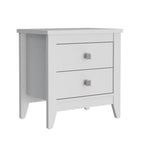 White Wood Two Drawer Nightstand - 24-inch