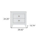 White Wood Two Drawer Nightstand - 24-inch