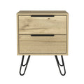 Oak Wood Two Drawer Nightstand - 22-inch