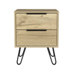Oak Wood Two Drawer Nightstand - 22-inch