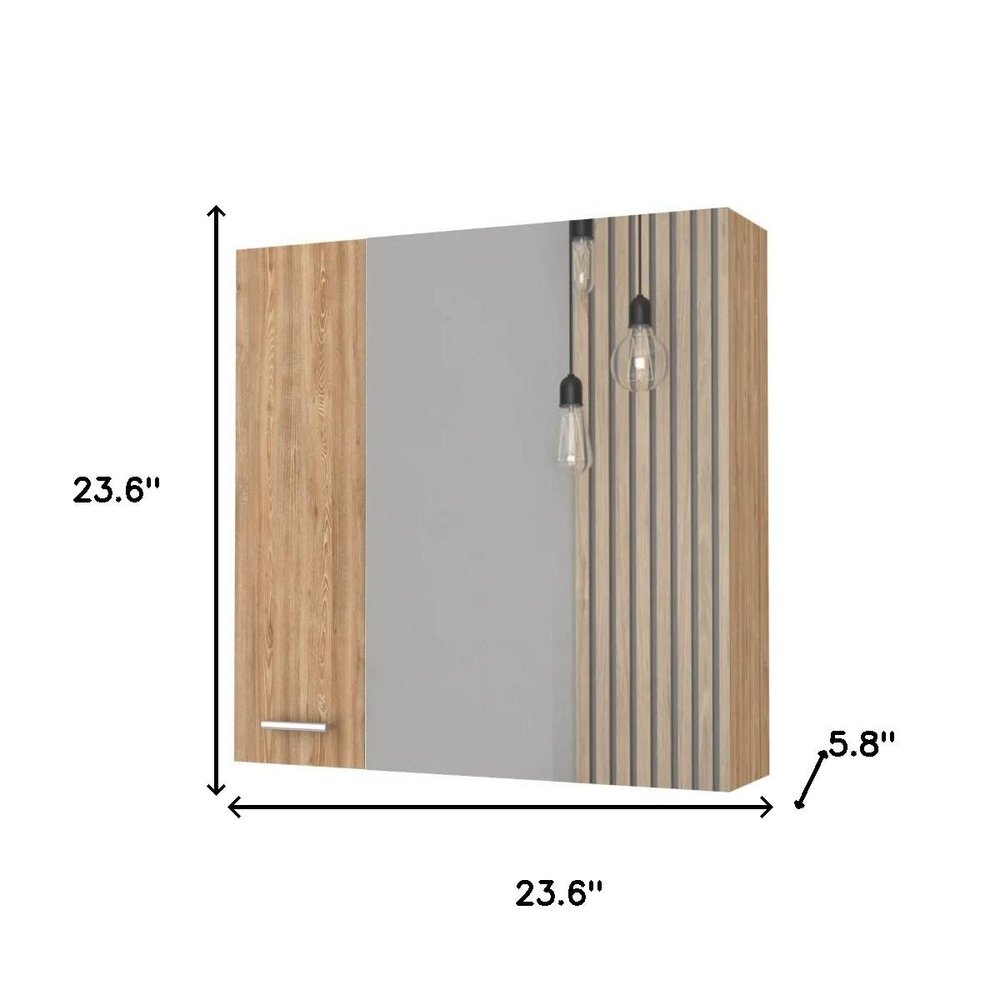 Natural Wood Floating Double Door Bathroom Vanity and Medicine Cabinet with Mirror