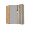 Natural Wood Floating Double Door Bathroom Vanity and Medicine Cabinet with Mirror