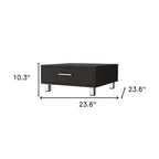 Black Coffee Table with Drawer - 24-inch
