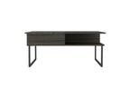 Gray and Onyx Metal Lift Top Coffee Table with Two Shelves - 41-inch