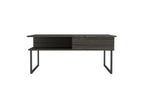 Gray and Onyx Metal Lift Top Coffee Table with Two Shelves - 41-inch