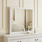 White Framed Dresser Mirror - 35-inch