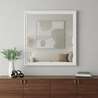 White Square Wood Framed Accent Mirror - 38-inch