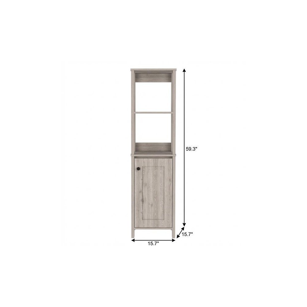 Light Gray Wood Freestanding Single Door Bathroom Vanity - 16-inch