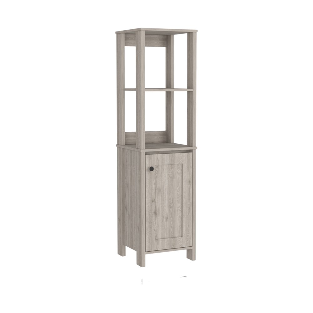 Light Gray Wood Freestanding Single Door Bathroom Vanity - 16-inch