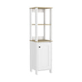 White and Natural Wood Freestanding Single Door Bathroom Vanity - 16-inch