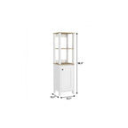 White and Natural Wood Freestanding Single Door Bathroom Vanity - 16-inch