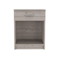 Light Gray Wood One Drawer Nightstand - 22-inch