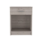Light Gray Wood One Drawer Nightstand - 22-inch
