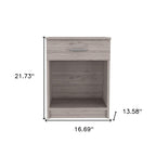 Light Gray Wood One Drawer Nightstand - 22-inch