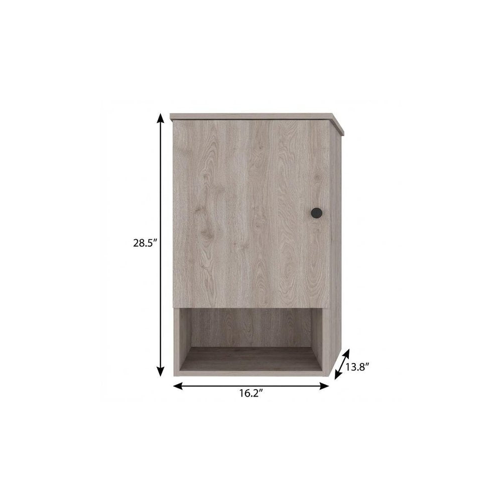 Light Gray Wood Floating Single Door Bathroom Vanity and Medicine Cabinet