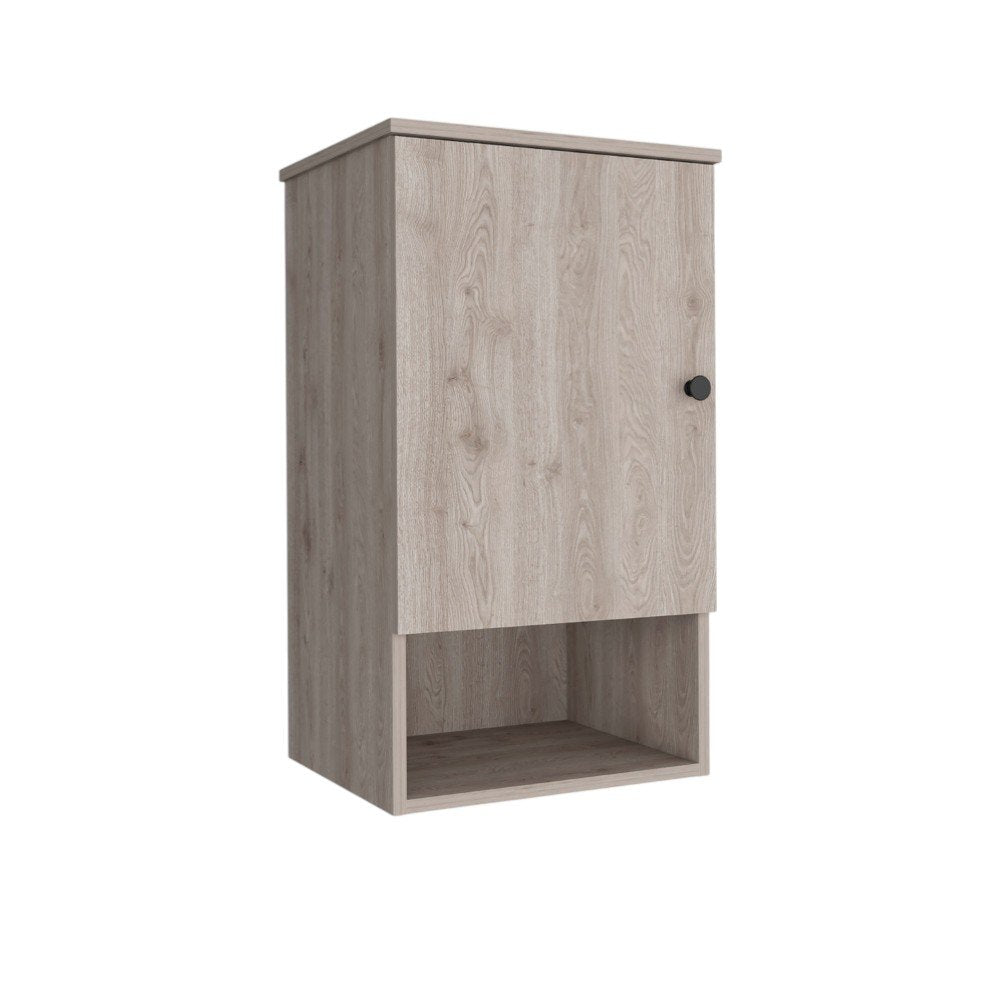 Light Gray Wood Floating Single Door Bathroom Vanity and Medicine Cabinet