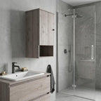 Light Gray Wood Floating Single Door Bathroom Vanity and Medicine Cabinet