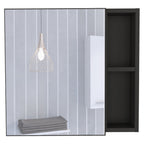 Black Wood Floating Single Door Bathroom Vanity and Medicine Cabinet with Mirror