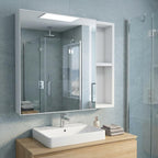 White Wood Freestanding Single Door Bathroom Vanity and Medicine Cabinet with Mirror