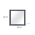 Blue Square Wood Framed Accent Mirror - 38-inch