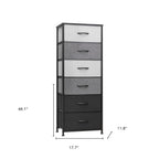 Gray and Black Steel and Fabric Six Drawer Chest - 18-inch