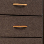 Brown Steel and Fabric Six Drawer Chest - 18-inch