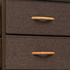 Brown Steel and Fabric Six Drawer Chest - 18-inch