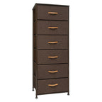 Brown Steel and Fabric Six Drawer Chest - 18-inch
