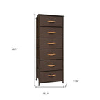 Brown Steel and Fabric Six Drawer Chest - 18-inch