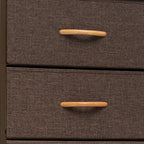 Brown Steel and Fabric Six Drawer Chest - 18-inch