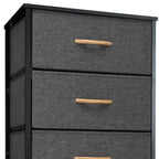 Black and Gray Fabric and Steel Six Drawer Dresser - 18-inch