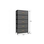 Gray and Black Steel and Fabric Five Drawer Chest - 23-inch