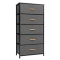 Gray and Black Steel and Fabric Five Drawer Chest - 23-inch