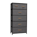 Gray and Black Steel and Fabric Six Drawer Chest - 23-inch