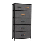Gray and Black Steel and Fabric Six Drawer Chest - 23-inch
