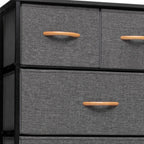 Gray and Black Steel and Fabric Six Drawer Chest - 23-inch
