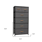 Gray and Black Steel and Fabric Six Drawer Chest - 23-inch