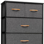 Gray and Black Steel and Fabric Six Drawer Chest - 23-inch