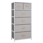 Gray and Black Steel and Fabric Six Drawer Chest - 23-inch